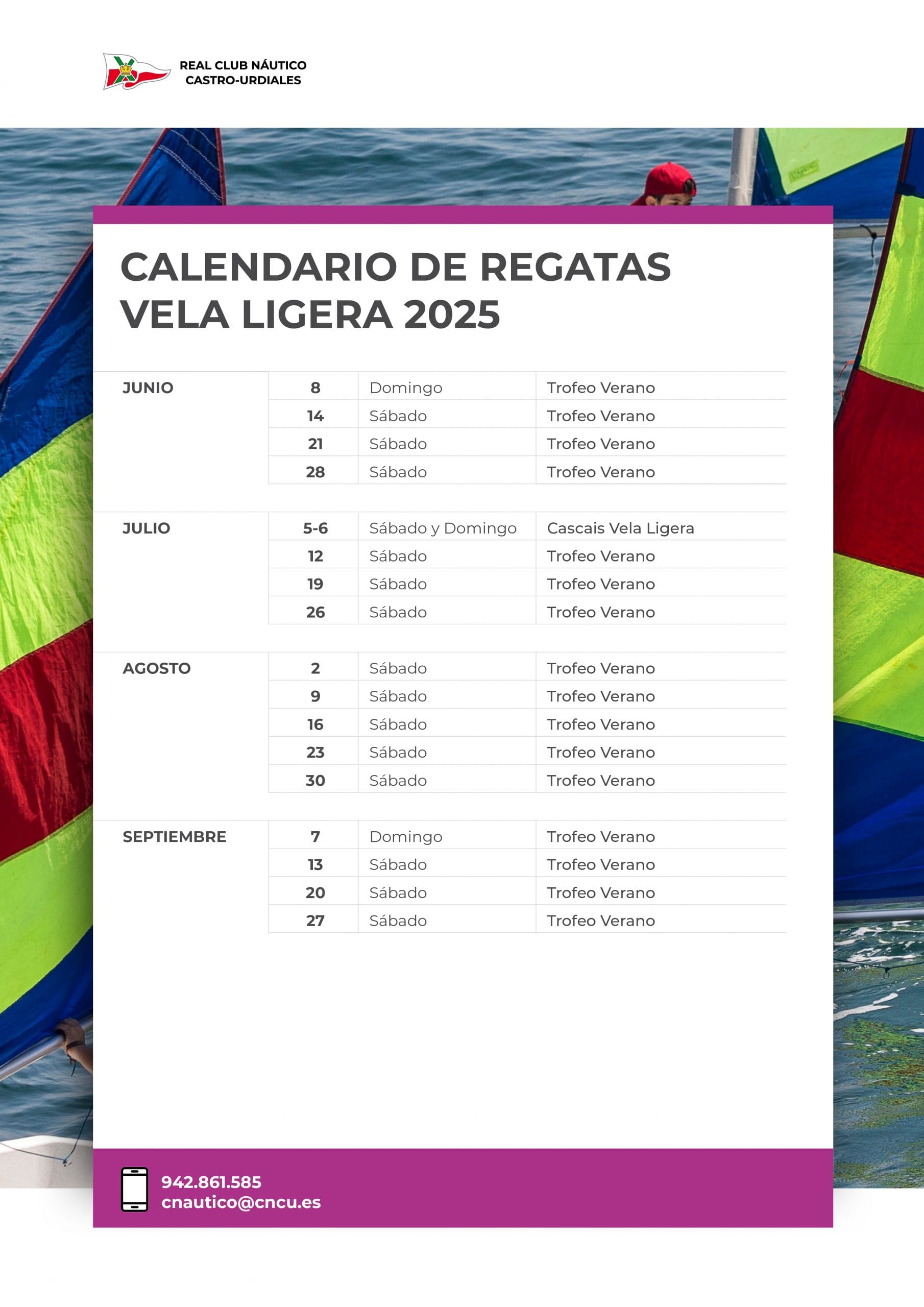 Calendario de Regatas Vela Ligera